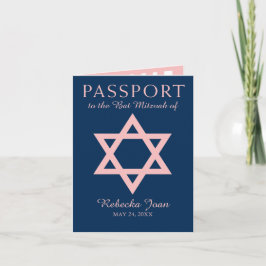 Blauer und rosa Davidsstern Schläger Mitzvah Pass Einladung