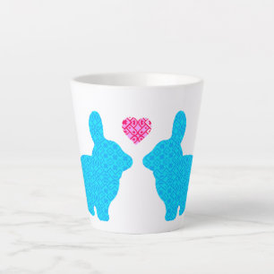 Blauer und rosa Hasen in Liebe Illustration La Milchtasse