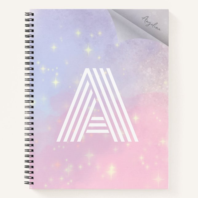 Blauer und rosa Pinselpinsel Notizbuch (Vorderseite)