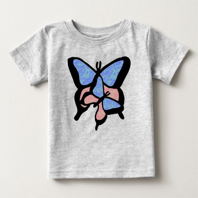 Blauer und rosa Schmetterlinge Baby/Kleinkind T-Sh Baby T-shirt (Vorderseite)