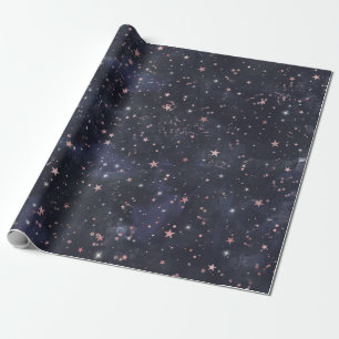 Blauer und rosa Sternenhimmel Himmels-Baby-Party Geschenkpapier