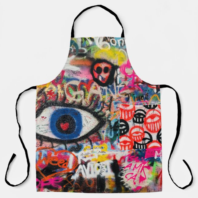 Blauer und rote Blumentextilien Schürze (Vorderseite)