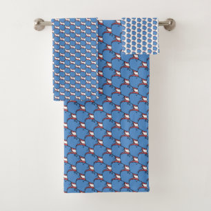 Blauer und roter Fisch Badhandtuch Set