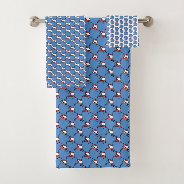 Blauer und roter Fisch Badhandtuch Set (Insitu)