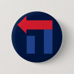 Blauer und roter Hillary im hebräischen Knopf Button