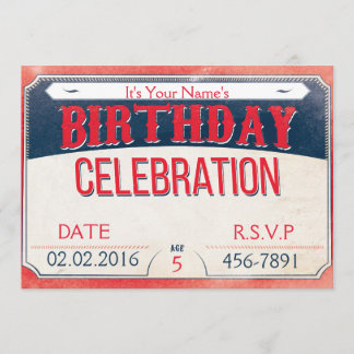 Blauer und roter Karneval zum Geburtstag Einladung