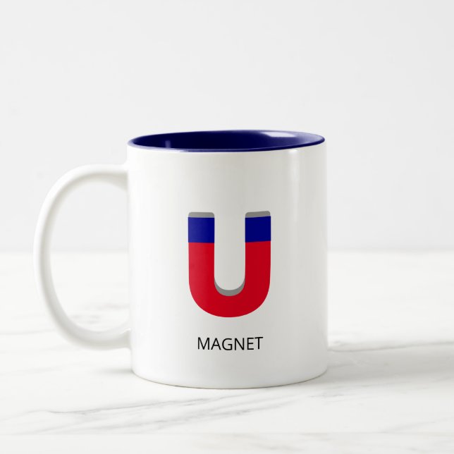 Blauer und roter Magnet Zweifarbige Tasse (Links)