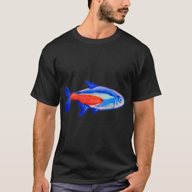 Blauer und roter Tetra T-Shirt (Vorderseite)