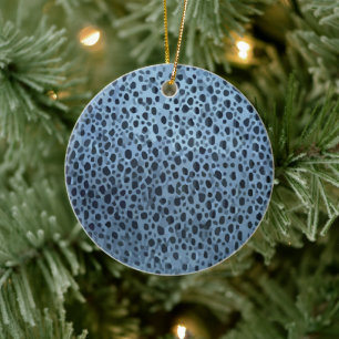 Blauer und Schwarzer Fisch Keramik Ornament