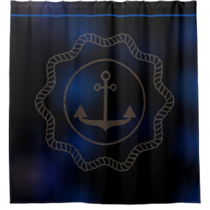 Blauer und schwarzer Hintergrund Marine Element Duschvorhang