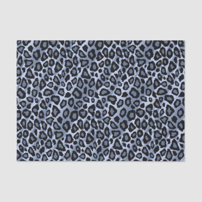 Blauer und schwarzer Leopard-Tierdruck Seidenpapier (Vorderseite)