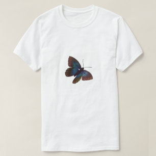 Blauer und schwarzer Schmetterling Grafikdruck T-Shirt