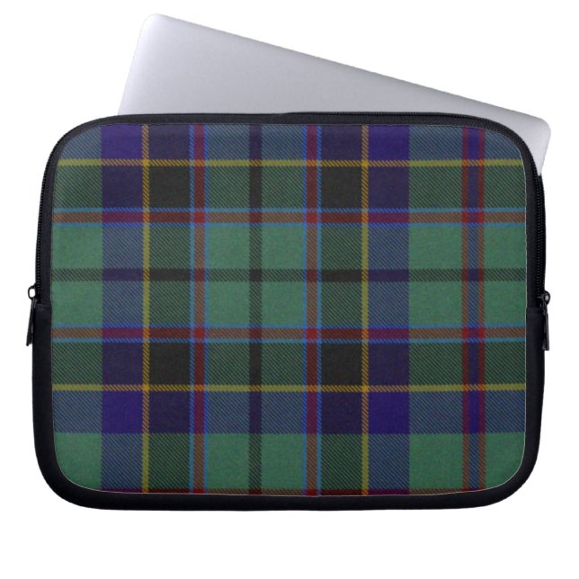 Blauer und schwarzer Tartan-karierte Laptopschutzhülle (Vorderseite)