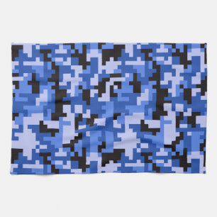 Blauer und Schwarzes Wasser Pixel Camouflage Muste Handtuch