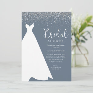 Blauer und Silberner Glitzer Bridal Dusche Einladu Einladung