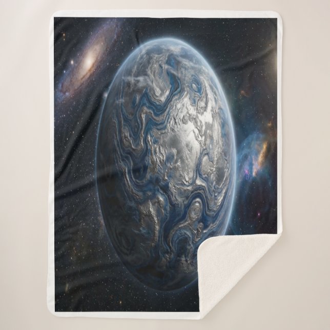 Blauer und Silberner Planet Sherpadecke (Vorderseite)