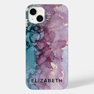 blauer und staubiger rosa goldener Marmor personal Case-Mate iPhone 14 Plus Hülle