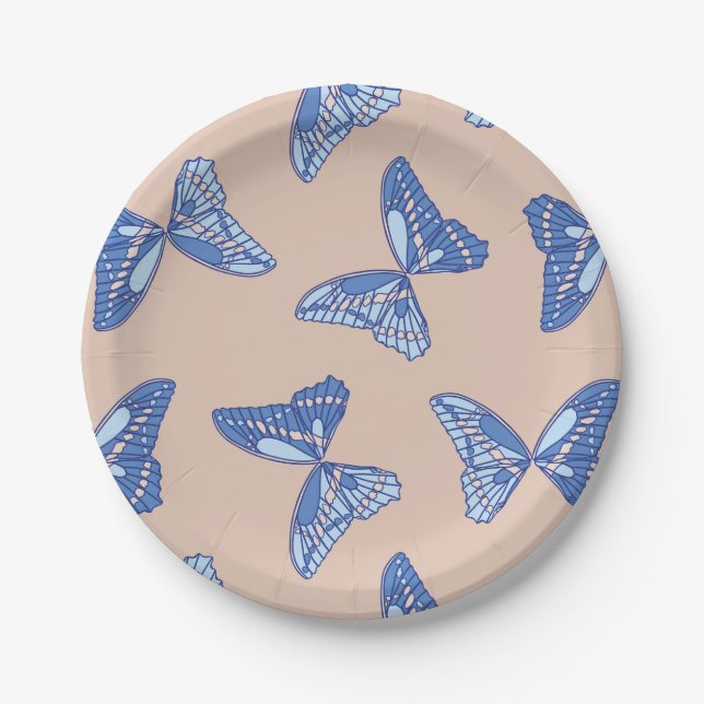 Blauer und Tan-Kernschrott Pappteller (Vorderseite)