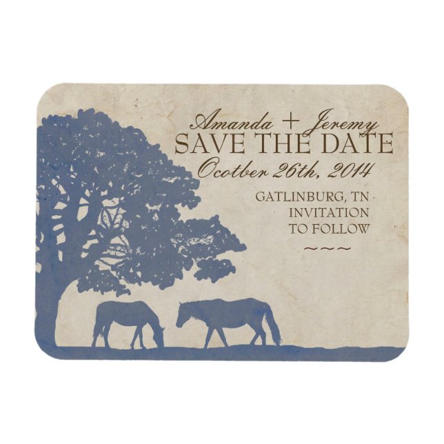 Blauer und Vintager Pferdezuchtbetrieb in Elfenbei Magnet (Horizontal)