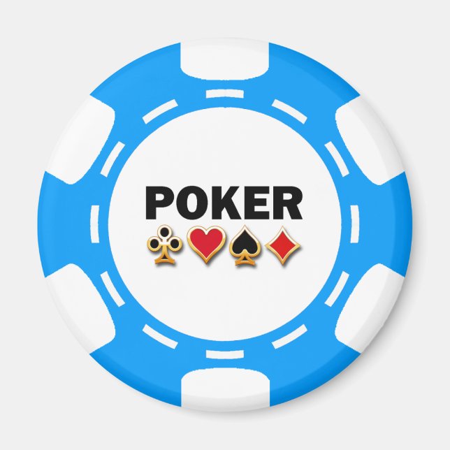 BLAUER UND WEISS POKER CHIP MAGNET (Vorne)