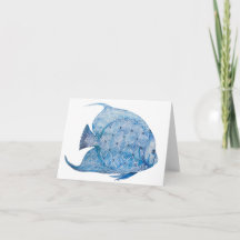 Blauer und weißer Batikangelfish-leere Karte
