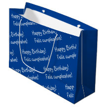 Blauer und weißer bilingual Happy Birthday