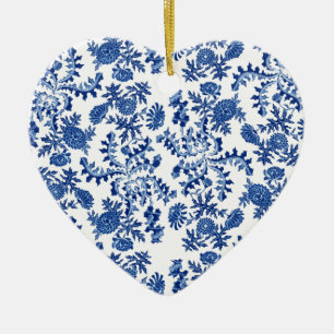 Blauer und weißer Blumenzauber Keramikornament