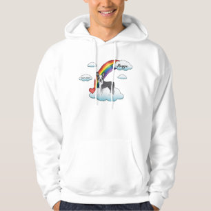 Blauer und weißer Boston Terrier Regenbogen-Denkma Hoodie