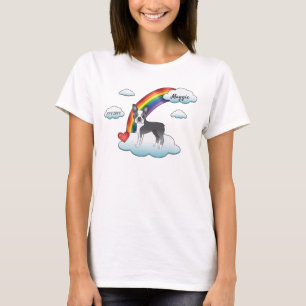 Blauer und weißer Boston Terrier Regenbogen-Denkma T-Shirt