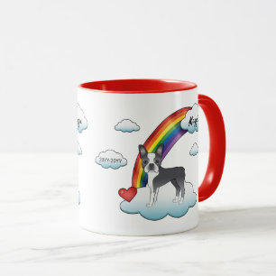 Blauer und weißer Boston Terrier Regenbogen-Denkma Tasse