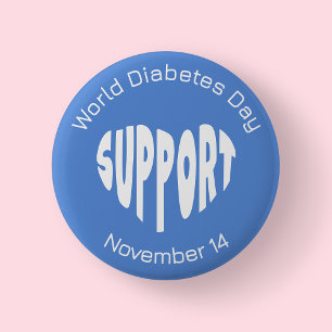 Blauer und weißer Button zum Welt-Diabetestag-Bewu