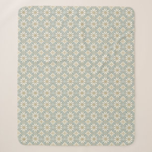 Blauer und weißer Daisy Tile Print Sherpa Throw Bl Sherpadecke