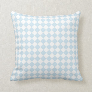 Blauer und weißer Diamant-kariertes Pastellmuster Kissen