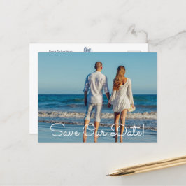 Blauer und weißer Foto Ankündigungspostkarte