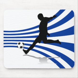 Blauer und weißer Fußball-Spieler Mousepad