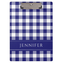 Blauer und weißer Gingham Prüfmuster Name Print
