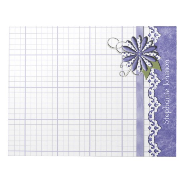 Blauer und weißer Graph Paper Notizblock (Vorderseite)