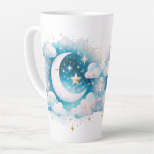 Blauer und weißer Halbmond, himmlisch, Boho modern Milchtasse