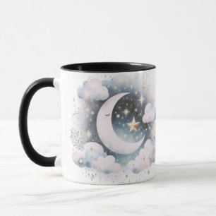 Blauer und weißer Halbmond, himmlisch, Boho modern Tasse