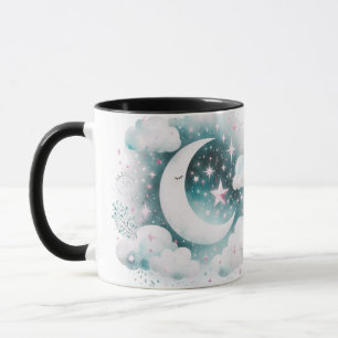 Blauer und weißer Halbmond, himmlisch, Boho modern Tasse