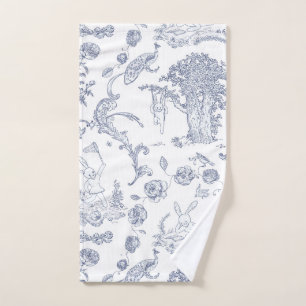 Blauer und weißer Hasen-Hasen-Wonderland Handtuch