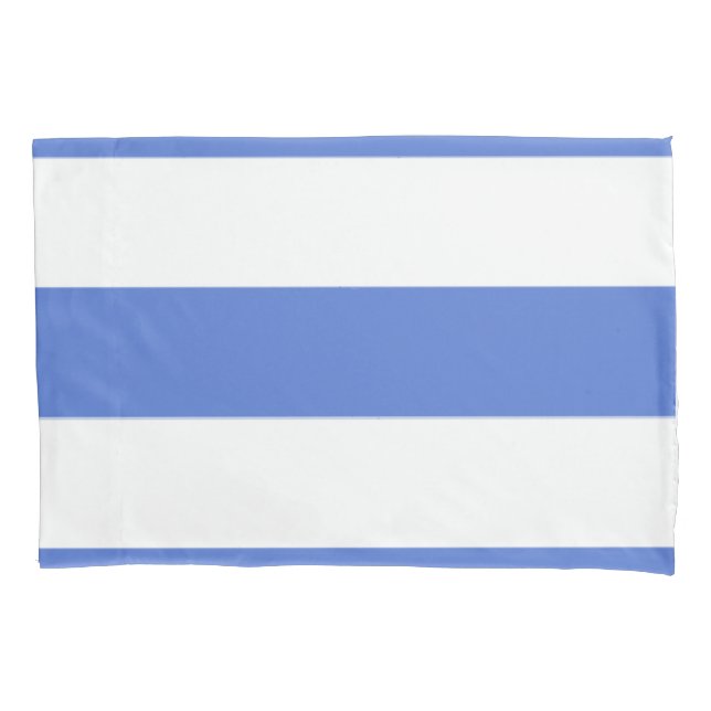 Blauer und weißer Horizontalstreifen Kissenbezug (Vorderseite)
