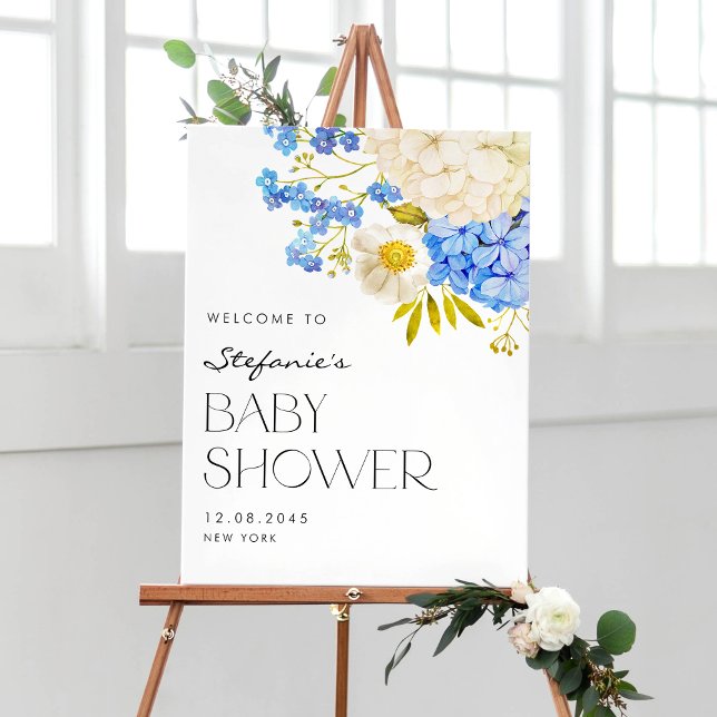 Blauer und weißer Hydrangeas Babydusche Empfang Poster (Von Creator hochgeladen)