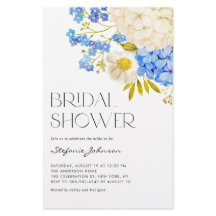Blauer und weißer Hydrangeas Bridal Dusche Einladu
