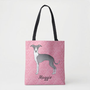 Blauer und weißer Italienischer Windhund auf rosa