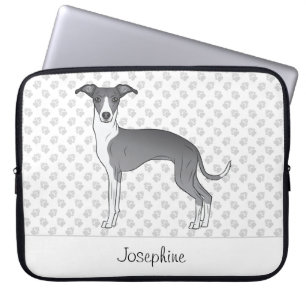 Blauer und weißer Italienischer Windhund mit indiv Laptopschutzhülle