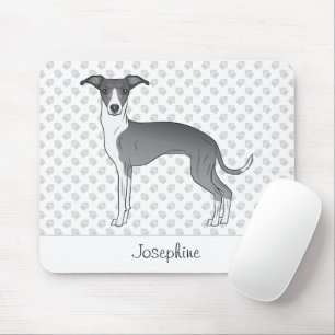 Blauer und weißer Italienischer Windhund mit indiv Mousepad