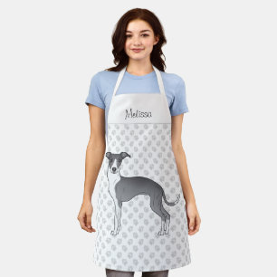 Blauer und weißer Italienischer Windhund mit indiv Schürze