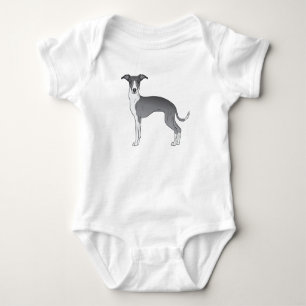 Blauer und weißer italienischer Windhund süßer Car Baby Strampler