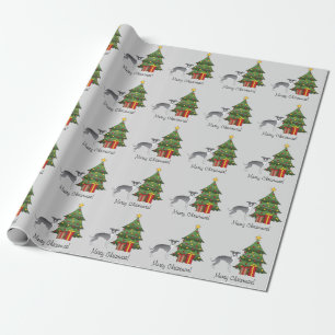 Blauer und weißer Italienischer Windhund & Weihnac Geschenkpapier